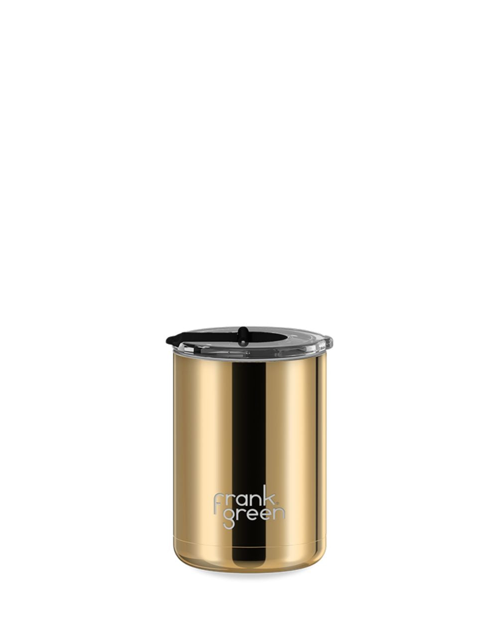 Chrome Ceramic Reusable Cup with Hinged Lid - Gold