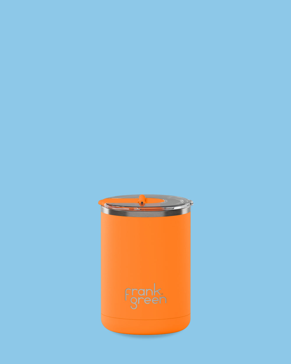Ceramic Coffee Cup with Hinged Lid Neon Orange