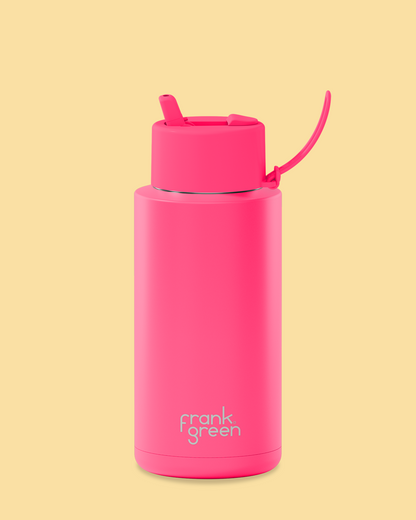 Ceramic Reusable Bottle Neon Pink