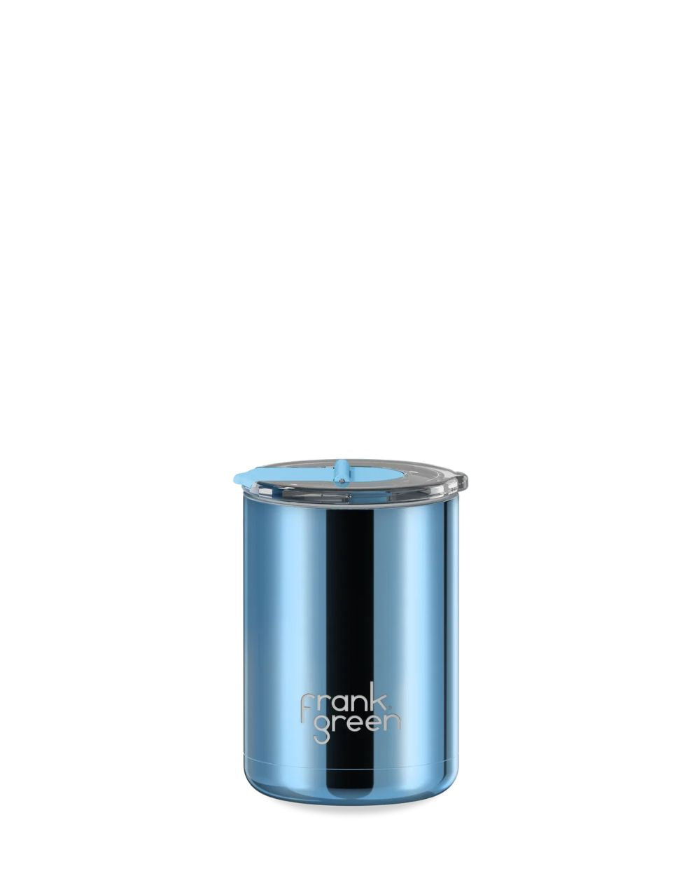 Chrome Ceramic Reusable Cup with Hinged Lid - Lightblue