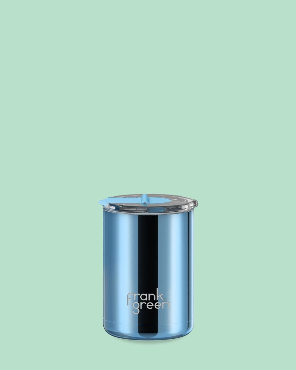 Chrome Ceramic Reusable Cup with Hinged Lid - Lightblue