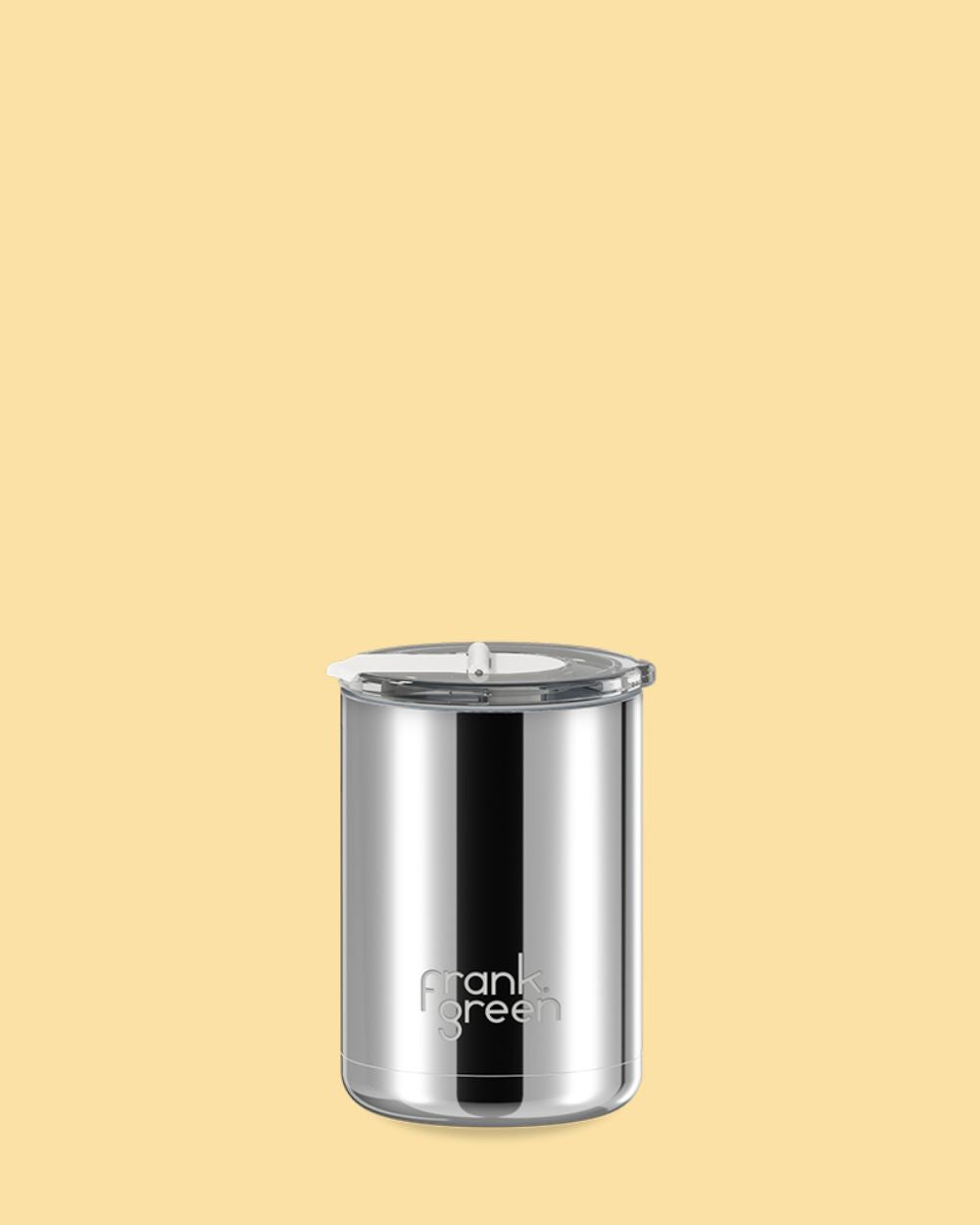 Chrome Ceramic Reusable Cup with Hinged Lid - Silver