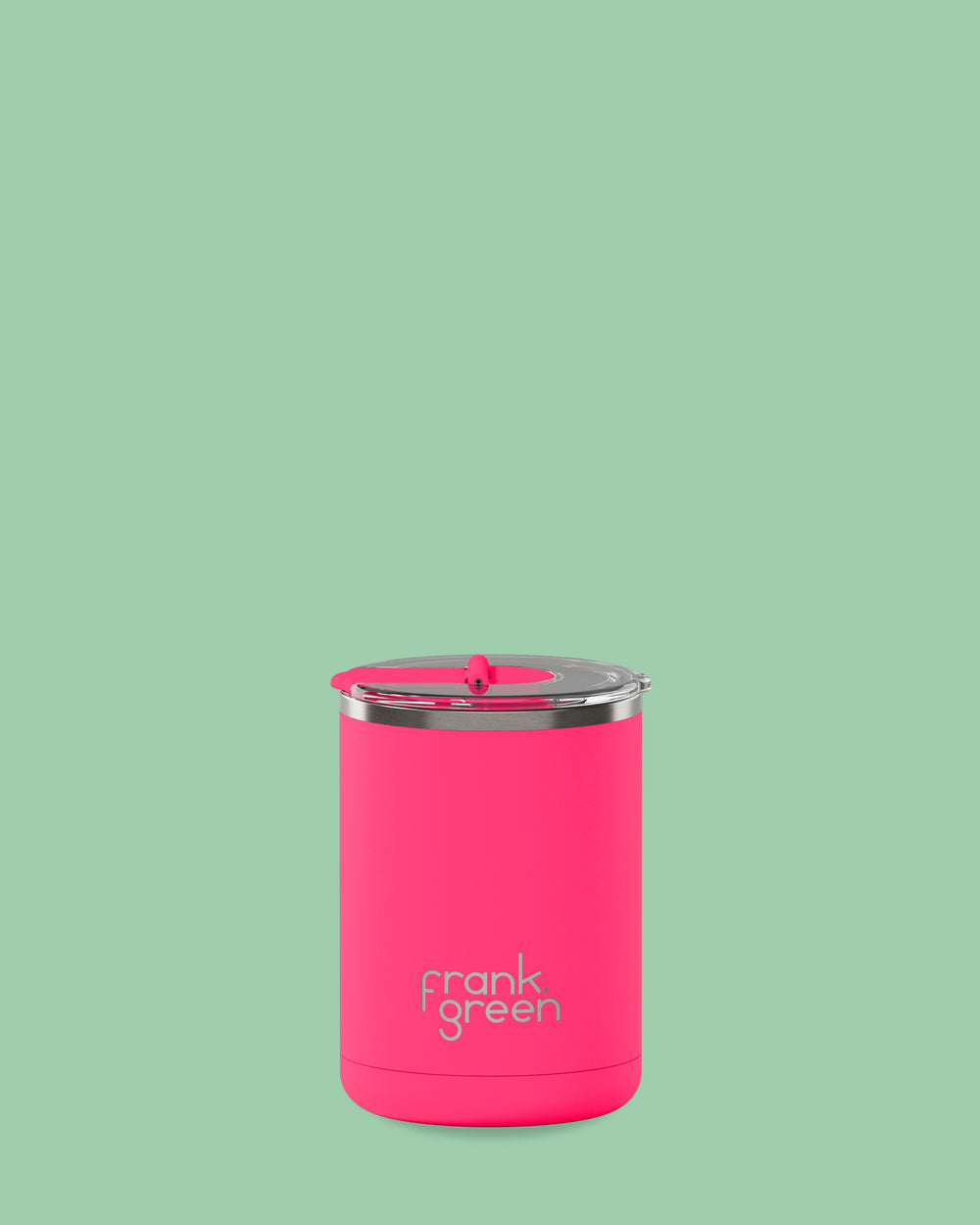 Ceramic Coffee Cup with Hinged Lid Neon Pink