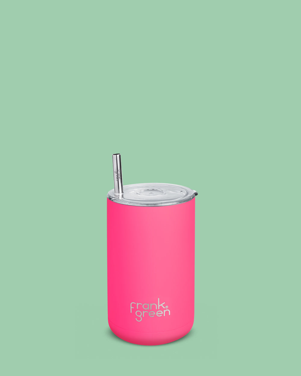 Iced Coffee Cup with Straw Neon Pink